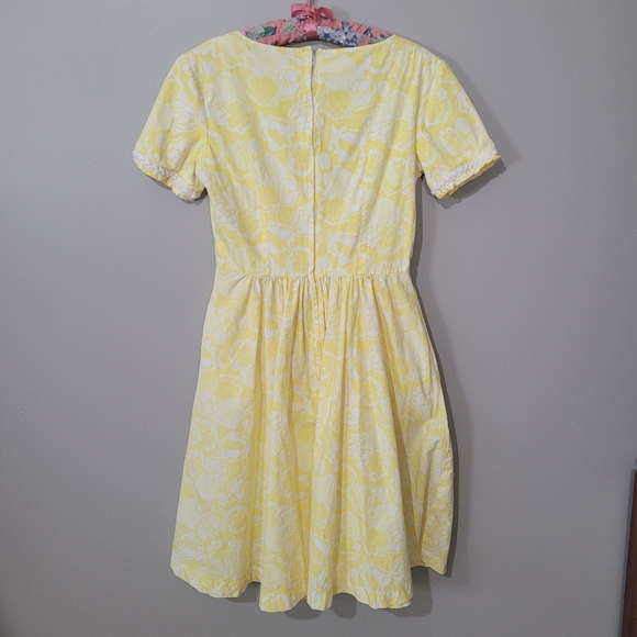 1980s Lilly Pulitzer yellow floral dress Vintage Cotton Dresa - Picture 7 of 14